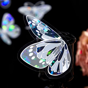 Adesivi olografici a farfalla con effetto laser iridescente per diari fai da te