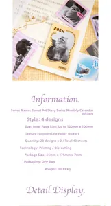 Detail of Sweet Pet Diary cartoon cat stickers for DIY planners and journals decoration