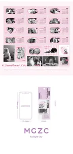 Detailed view of 40pcs cute cat calendar stickers with size guide and layout display
