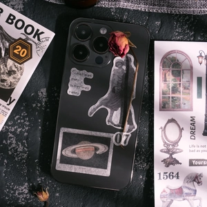 Vintage Retro-Handyhülle für iPhone Pro mit künstlerischen Aufklebern für Verliebte