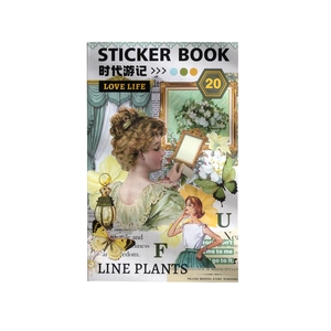 Vintage-Aufkleberbuch für Scrapbooking mit Blumen- und Schmetterlingsmotiven