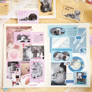 2024 cute pet diary stickers and scrapbooking materials with animals and monthly cards