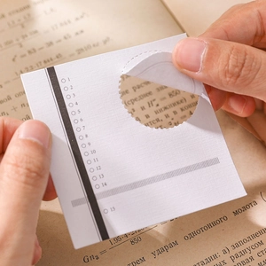 Minimalist square numbered notepad stickers with circular die-cut design for journaling