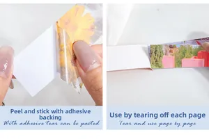 Détail d'autocollants tournesol et bâtiment rose avec support adhésif détachable