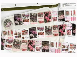 Détail d'autocollants style INS avec photos de coucher de soleil et design d'interface UI