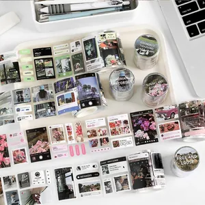 Ruban Washi Décoratif Style INS Interface Utilisateur de Médias Sociaux pour Scrapbooking Bricolage Journal Autocollant Paysages