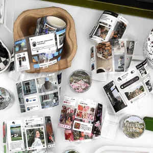 Ruban PET décoratif Infeelme style réseaux sociaux et autocollants pour journal créatif