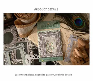 Detailed laser-cut vintage border collage paper for scrapbooking with floral hollow designs