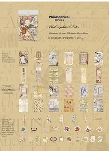 Macro shot of 100pcs vintage PET stickers with collage patterns for journaling