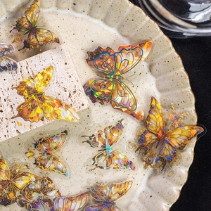 Dreamy holographic butterfly PET stickers for DIY scrapbooking with iridescent finish