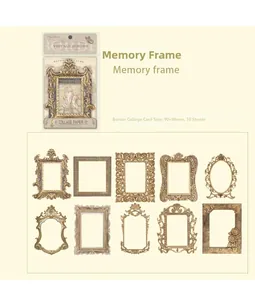 Macro view of vintage European relief style collage frame paper stickers for journaling