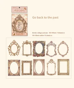 Detail view showing 10 retro frame collage stickers with vintage European art designs