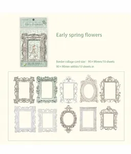 Detail of 10 vintage frame collage cards in baroque and European style for journaling