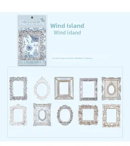 Detail view of 10 vintage European style collage frame stickers for journaling