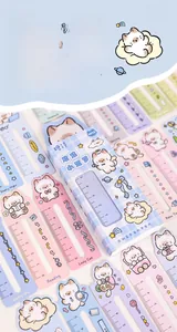 Close-up of 30pcs cute Siamese cat bookmark rulers with 5cm scales for stationery
