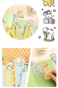 Detail of 5cm cat-themed ruler bookmarks featuring cute cartoon Siamese cat illustrations