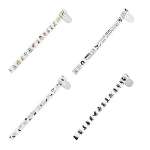Japanese washi tape set featuring cute black cat illustrations and creative doodle patterns