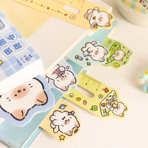 Cute Siamese cat shaped bookmarks and rulers set with colorful cartoon animal designs