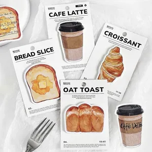 Creative coffee and bakery stickers for journaling with latte and croissant designs