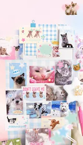 Détail de 50 autocollants mignons d'animaux de compagnie avec photographies réalistes