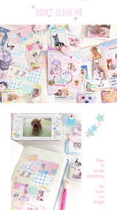Détail d'autocollants mignons d'animaux sur une console de jeu et un journal intime
