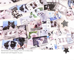 Détail de 50 autocollants mignons d'animaux avec chiens et chats pour la décoration créative