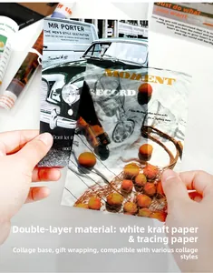 Detail of vintage decorative scrapbooking paper showing vellum and white kraft textures