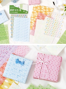 Detail of Korean style decorative scrapbooking paper with dots and clouds patterns
