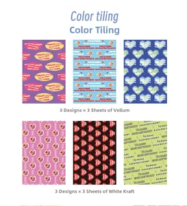 Detail of 18pcs scrapbooking paper set showing vellum and kraft paper textures