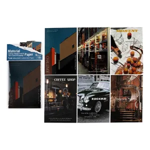 18 sheets of vintage aesthetic scrapbooking paper with coffee and architecture themes