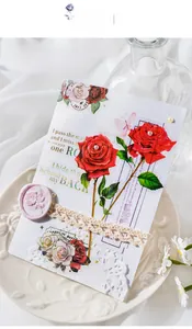 Detail of Rose Workshop DIY sticker featuring red floral patterns and lace accents