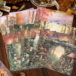 Retro Forest Fairy Tale Scrapbooking Material Paper Set Vintage Decorative Background Sheets For Journal DIY Arts Crafts