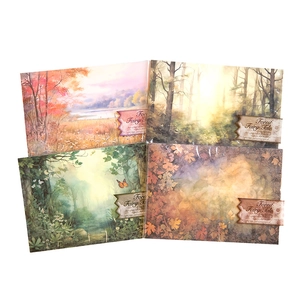 Forest Fairy Tale decorative paper set with vintage forest landscape illustrations for journaling