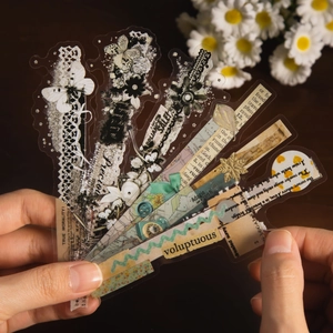 Vintage PET-Langstreifen-Aufkleber-Set mit Spitze und Schmetterling für DIY Scrapbooking