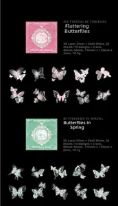 Détails des autocollants papillon laser et lumière de nacre pour décoration DIY