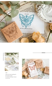 Détail de tampons en bois papillon vintage pour la décoration de journaux créatifs DIY