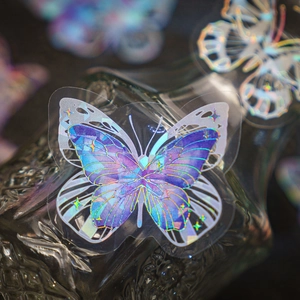 Autocollants papillon en PET holographique pour scrapbooking avec effet scintillant