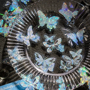 Autocollants papillon holographiques en PET pour scrapbooking avec effet de lumière