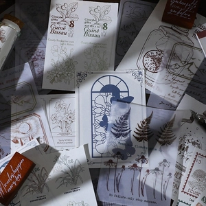 Autocollants de collection de timbres vintage pour scrapbooking avec motifs botaniques