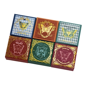 Set de tampons en bois de hêtre papillon vintage avec gaufrage doré pour scrapbooking