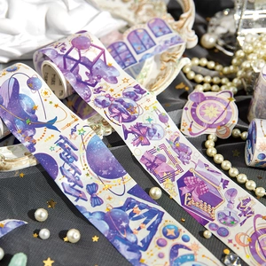 Nastro Washi Cielo Stellato Sognante Balena Luna Motivo Stampa Oro Nastro Adesivo Decorativo Per Scrapbooking Fai Da Te Artigianato