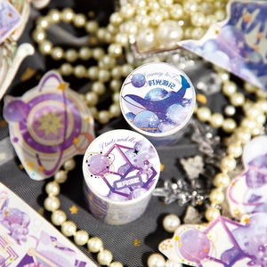 Set di nastri washi vintage Twilight con balena blu e motivi di luna stellata
