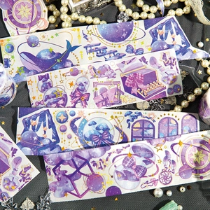 Nastro Washi Vintage Twilight Dream Cielo Stellato con motivi viola Galassia e Balena