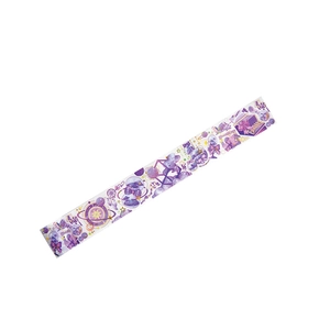 Nastro washi vintage viola e oro con illustrazioni di stelle, pianeti e farfalle