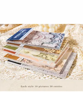 Detail van Mucha kant scrapbooking papier met vintage bloemenpatronen en 30 vellen