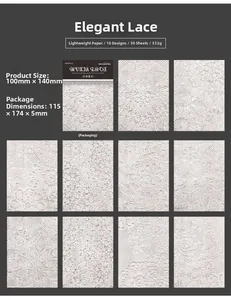 Vista detallada de 10 motivos de encaje vintage en hojas de papel decorativo