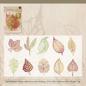 Pegatinas de hojas de otoño en papel calado con 10 diseños de arce y roble para DIY