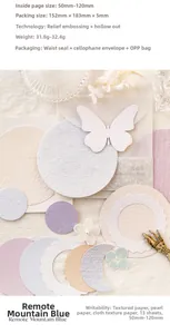 Detailed relief paper stickers with mountain blue hollow butterfly patterns for scrapbooking