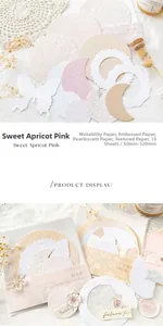 Detail of Sweet Apricot Pink relief stickers with lace butterfly shapes for journaling