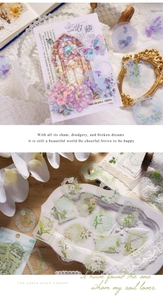 Detailed view of MO-CARD PET floral stickers with butterfly designs for vintage journaling